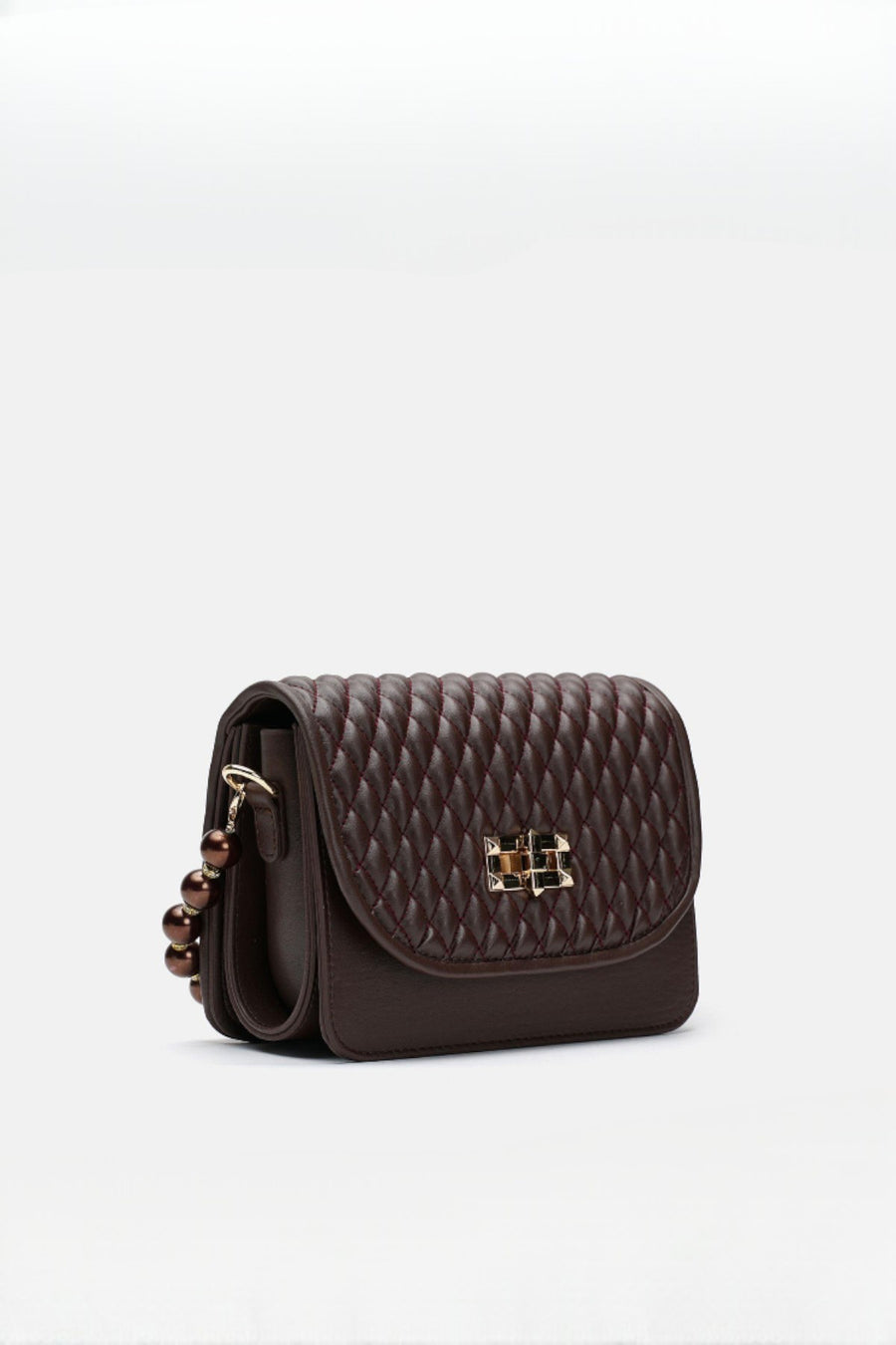 Wanda İnci Taneli Saplı Kapitone Kadın Çantası Siyah