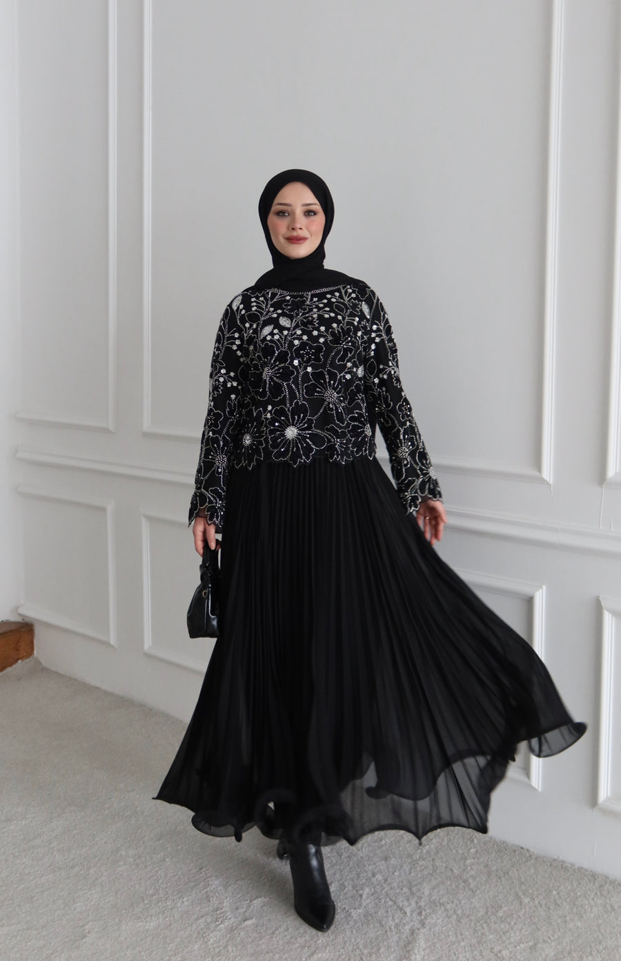 Misinalı Dalga Uçlu Şifon Etek