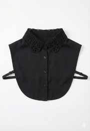 Siyah Güpürlü Gömlek Yakalık