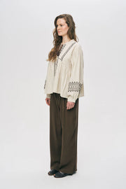 ORF-Nakış İşlemeli ve Püskül Detaylı Bohem Gömlek