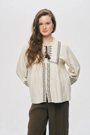 ORF-Nakış İşlemeli ve Püskül Detaylı Bohem Gömlek