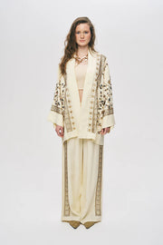 ORF-Özel Tasarım Boncuk ve Nakış Detaylı Kimono / Sarı