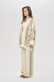 ORF-Özel Tasarım Boncuk ve Nakış Detaylı Kimono / Sarı