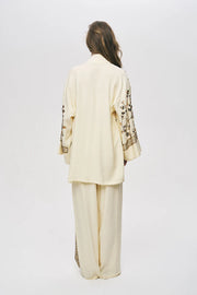 ORF-Özel Tasarım Boncuk ve Nakış Detaylı Kimono / Sarı