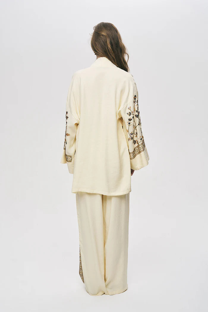 ORF-Özel Tasarım Boncuk ve Nakış Detaylı Kimono / Sarı