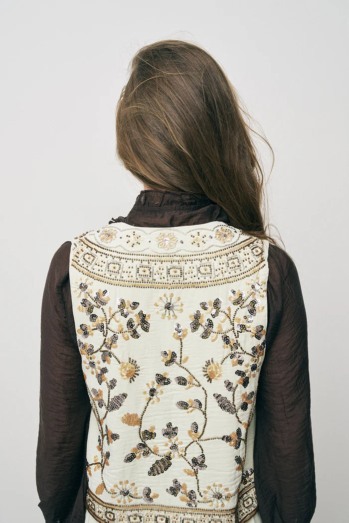 ORF-Nakış ve Boncuk İşlemeli Mint Kısa Yelek