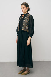 ORF-Nakış ve Boncuk İşlemeli Siyah Kısa Yelek