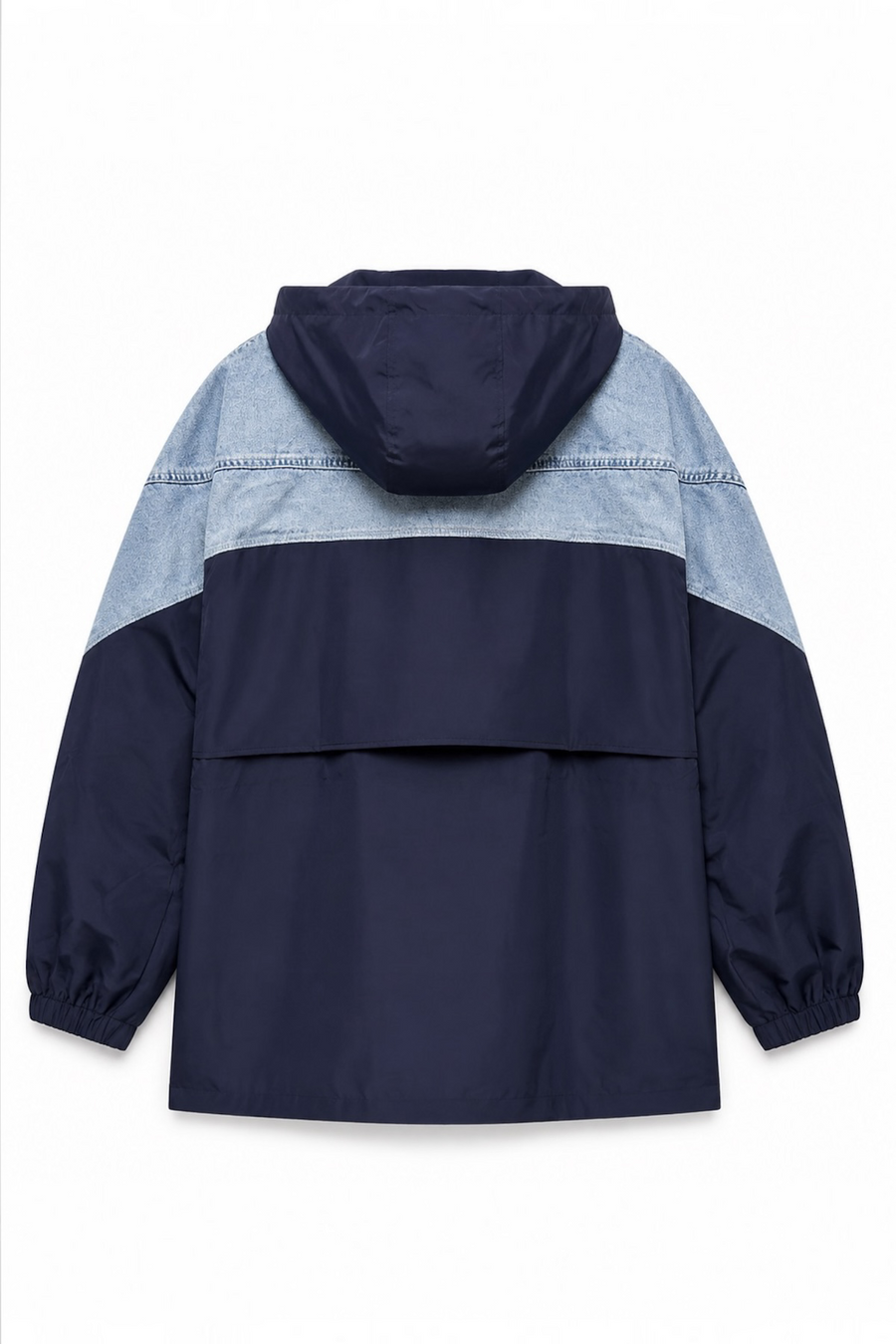 Taş İşlemeli Denim Detaylı Trenç Lacivert