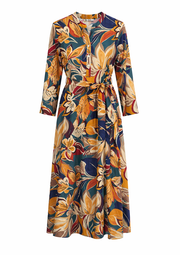 Lilyum Desenli Elbise - Hyl0362