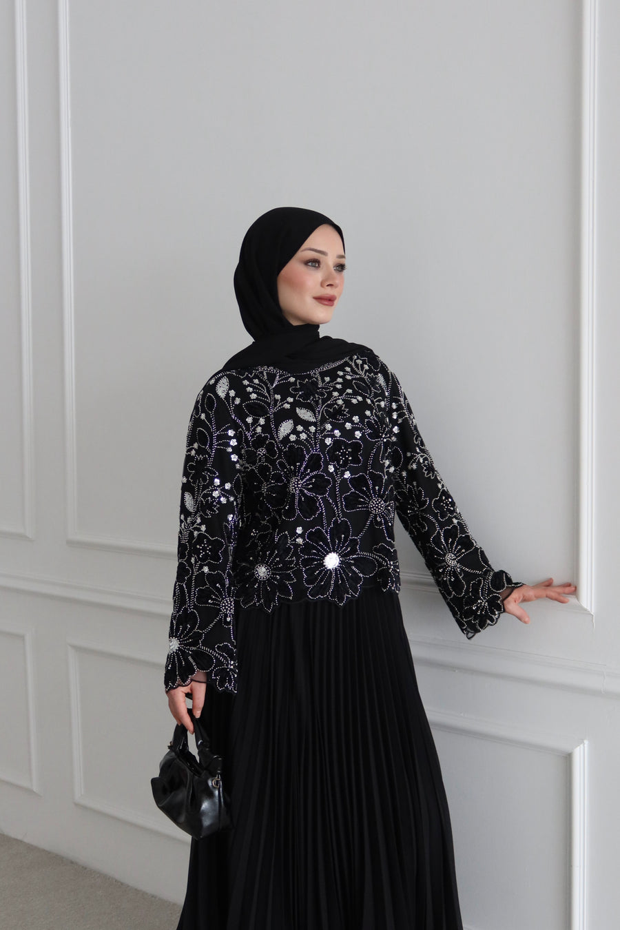 İşlemeli Özel tasarım Bluz-Siyah
