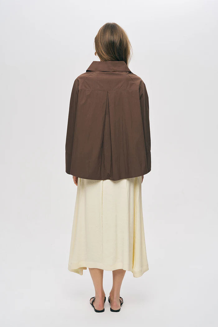 ORF-Kruvaze Görünümlü Modern Kesim Kahve Gömlek