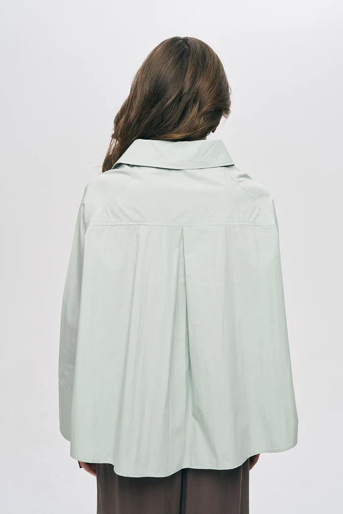 ORF-Kruvaze Görünümlü Modern Kesim Mint Gömlek