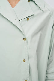 ORF-Kruvaze Görünümlü Modern Kesim Mint Gömlek