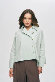 ORF-Kruvaze Görünümlü Modern Kesim Mint Gömlek