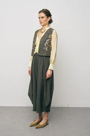 ORF-Boncuk ve Nakışlı Kısa Haki Yelek