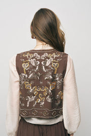 ORF-Boncuk ve Nakışlı Kısa Kahve Yelek