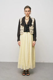 ORF-Boncuk ve Nakışlı Kısa Sarı Yelek