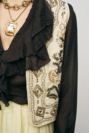 ORF-Boncuk ve Nakışlı Kısa Sarı Yelek