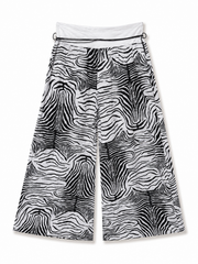 Zebra Esintili Bol Paça Pantolon Beyaz-RS265871