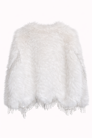 Püsküllü Kürk Ceket - Krem