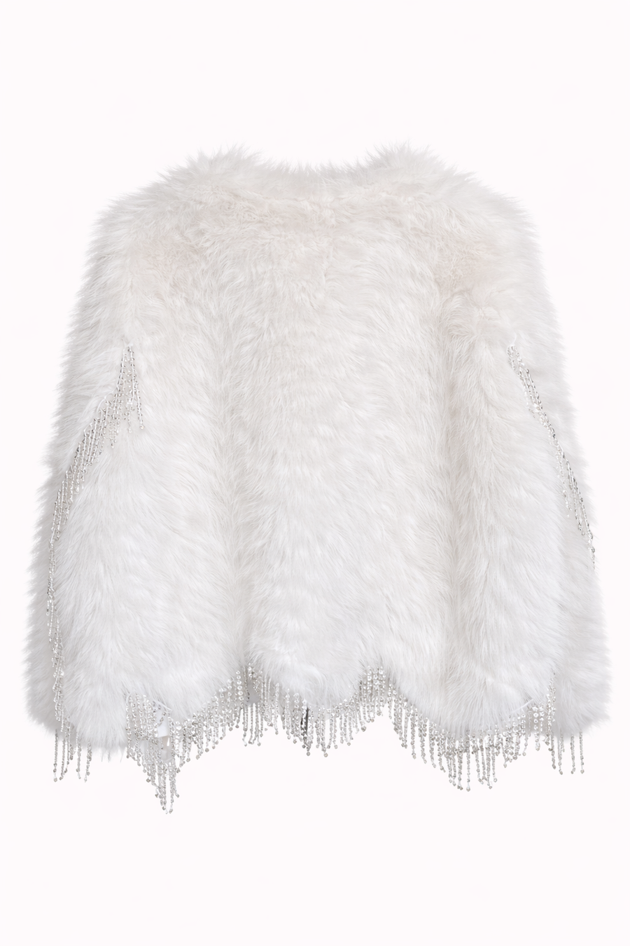 Püsküllü Kürk Ceket - Krem