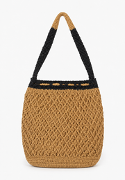 Natur ve Siyah Hasır Handmade Çanta