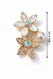 İnci Işıltısı Çiçek Broş