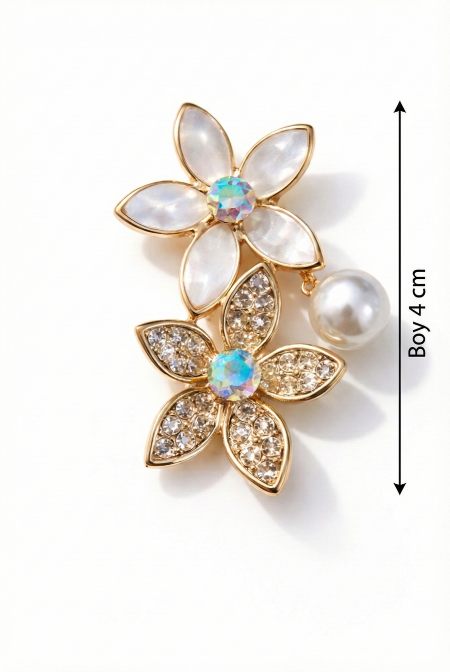İnci Işıltısı Çiçek Broş