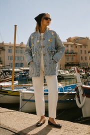 Çiçek İşleme Denim Ceket