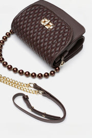 Wanda İnci Taneli Saplı Kapitone Kadın Çantası Siyah