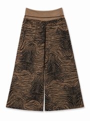 Zebra Esintili Bol Paça Pantolon Kahve-RS265871