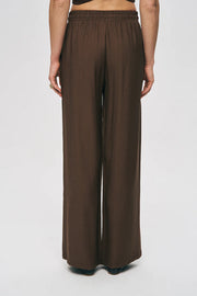 ORF-Yüksek Bel Boncuk İşlemeli Palazzo Pantolon K.Kahve