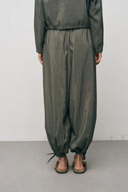 ORF-Bağlama Detaylı Lastikli Paça Haki Pantolon