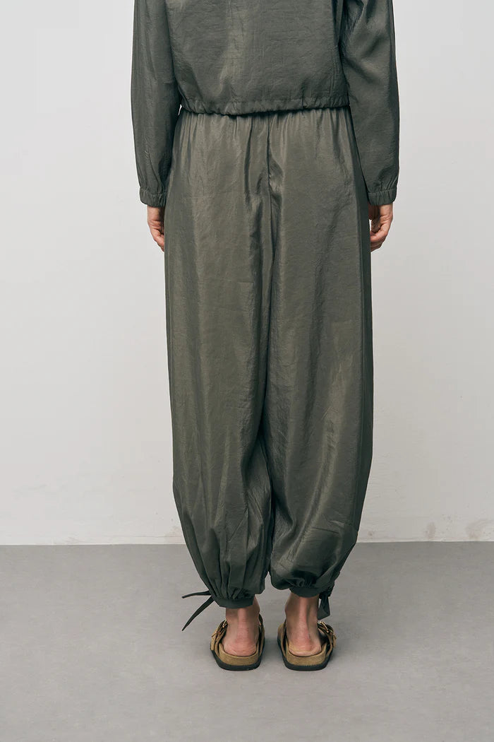 ORF-Bağlama Detaylı Lastikli Paça Haki Pantolon