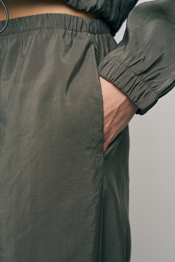 ORF-Bağlama Detaylı Lastikli Paça Haki Pantolon