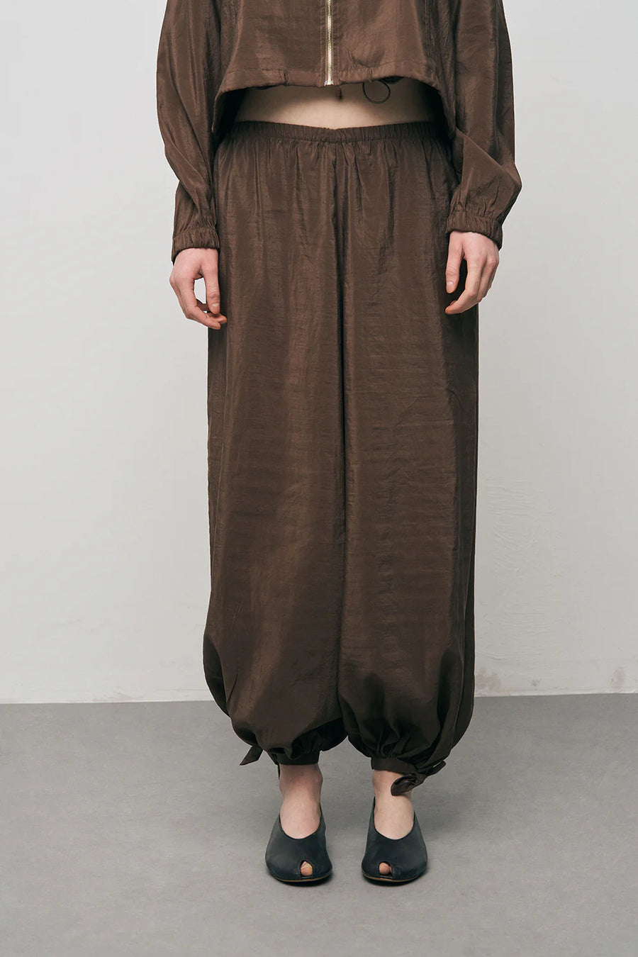 ORF-Bağlama Detaylı Lastikli Paça Kahverengi Pantolon