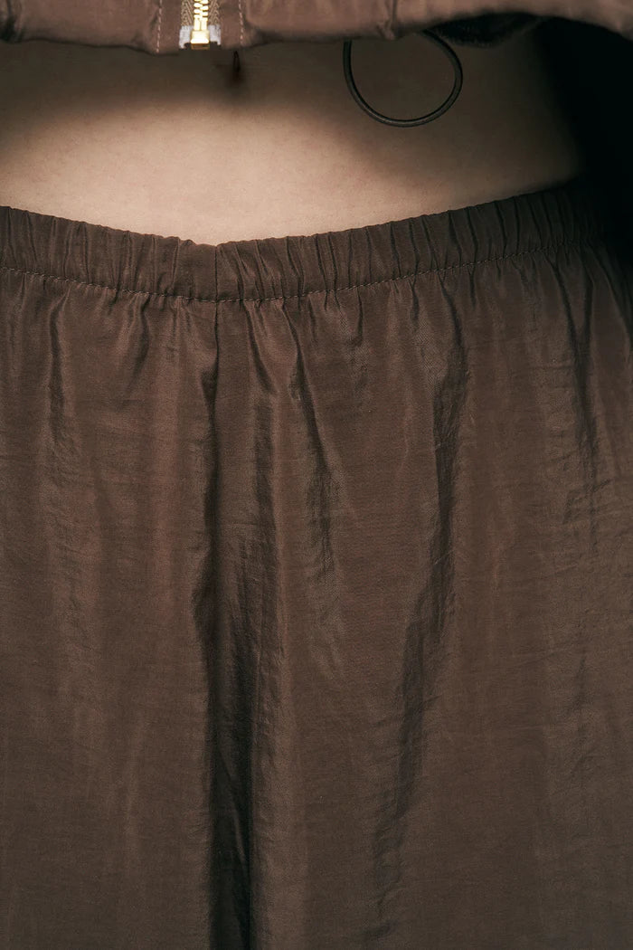 ORF-Bağlama Detaylı Lastikli Paça Kahverengi Pantolon