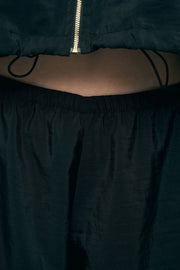 ORF-Bağlama Detaylı Lastikli Paça Siyah Pantolon