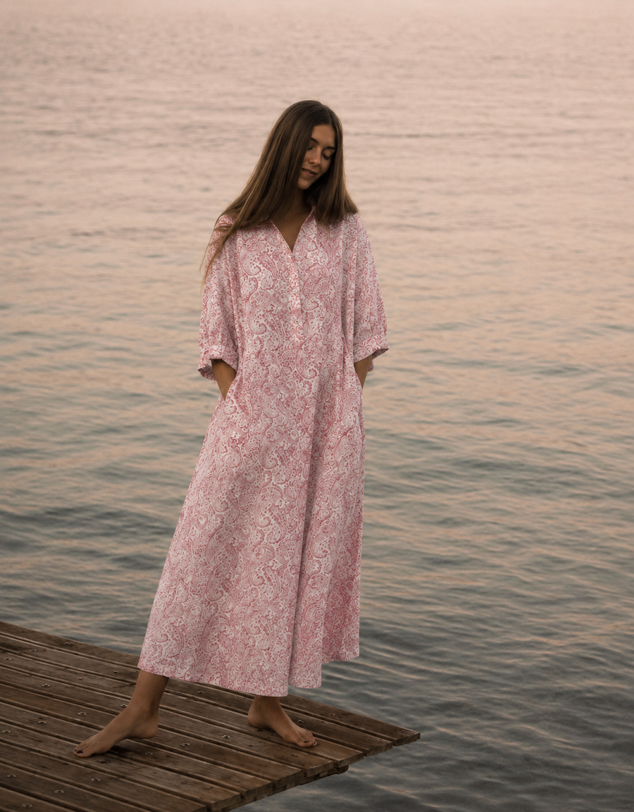 Lilyum Desenli Elbise Pembe- HYL0362