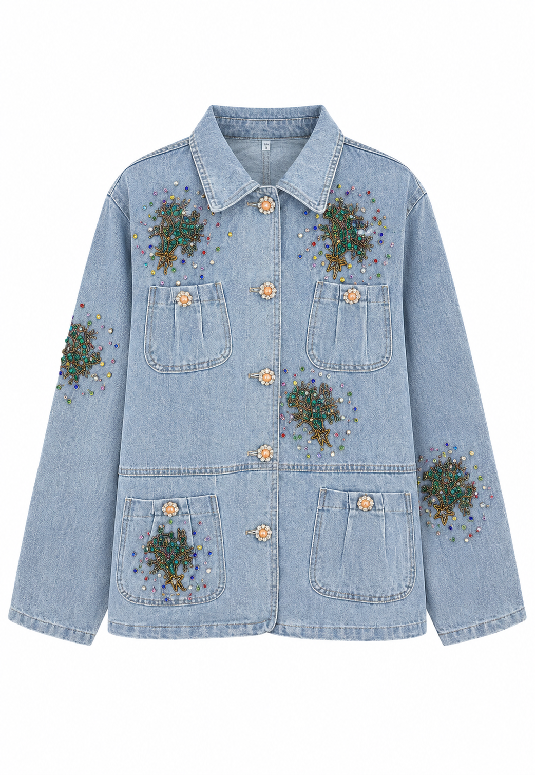 İşleme Denim jean Ceket