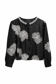 Taş İşlemeli Şifon Gömlek Etek Takım – Siyah