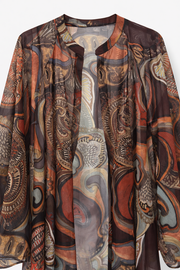Bohem Paisley Uzun Kimono Kiremit