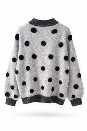 Taşlı Çiçek Detaylı Gri Triko Kazak