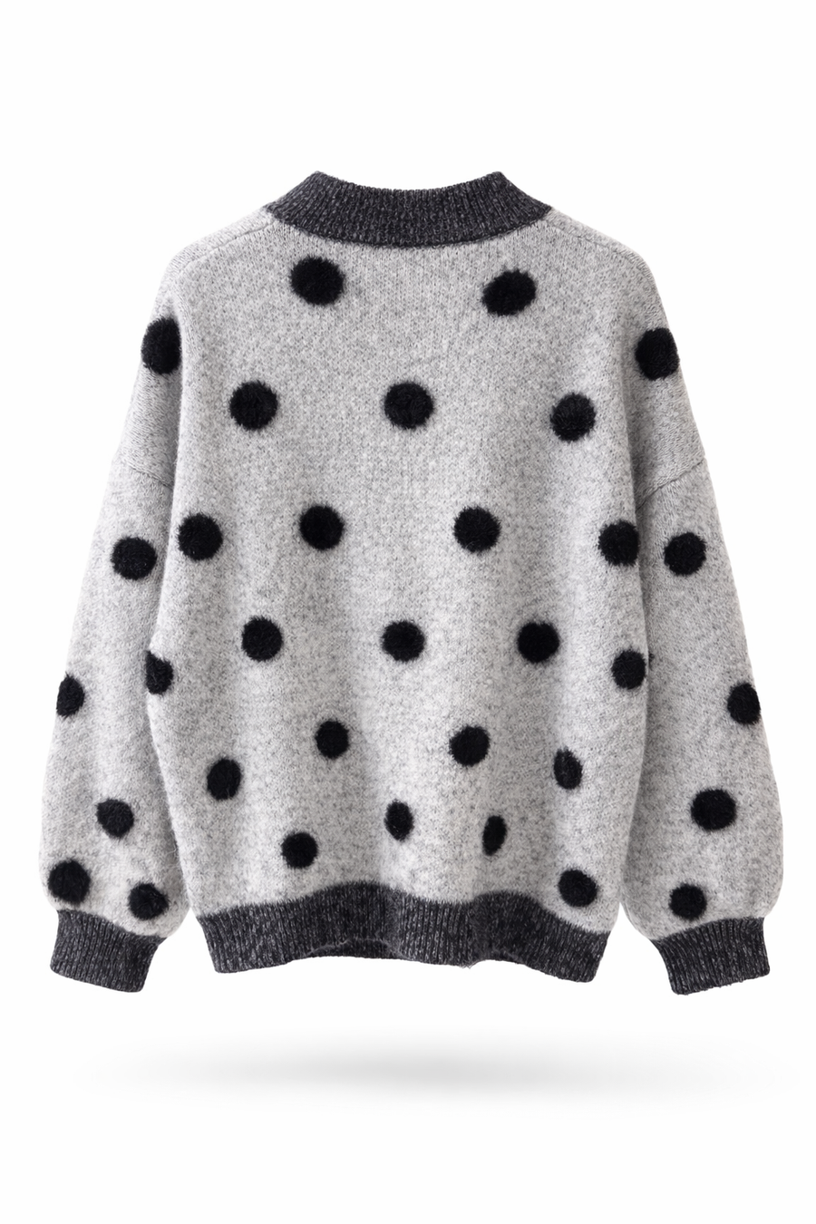 Taşlı Çiçek Detaylı Gri Triko Kazak