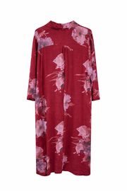 Ham Keten Gömlek Elbise Bordo