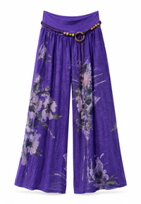 Çiçek Desenli Keten Pantolon 5142