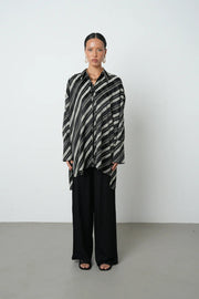 Siyah Jakarlı Çizgi Desenli Gömlek - 34719