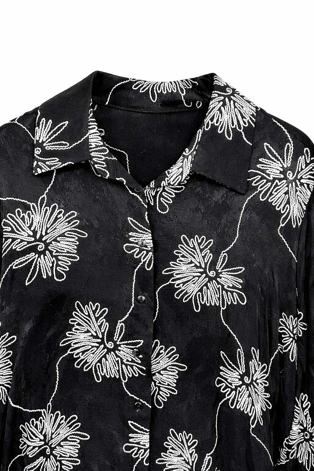 Çiçek Desenli Siyah Jakarlı Elbise