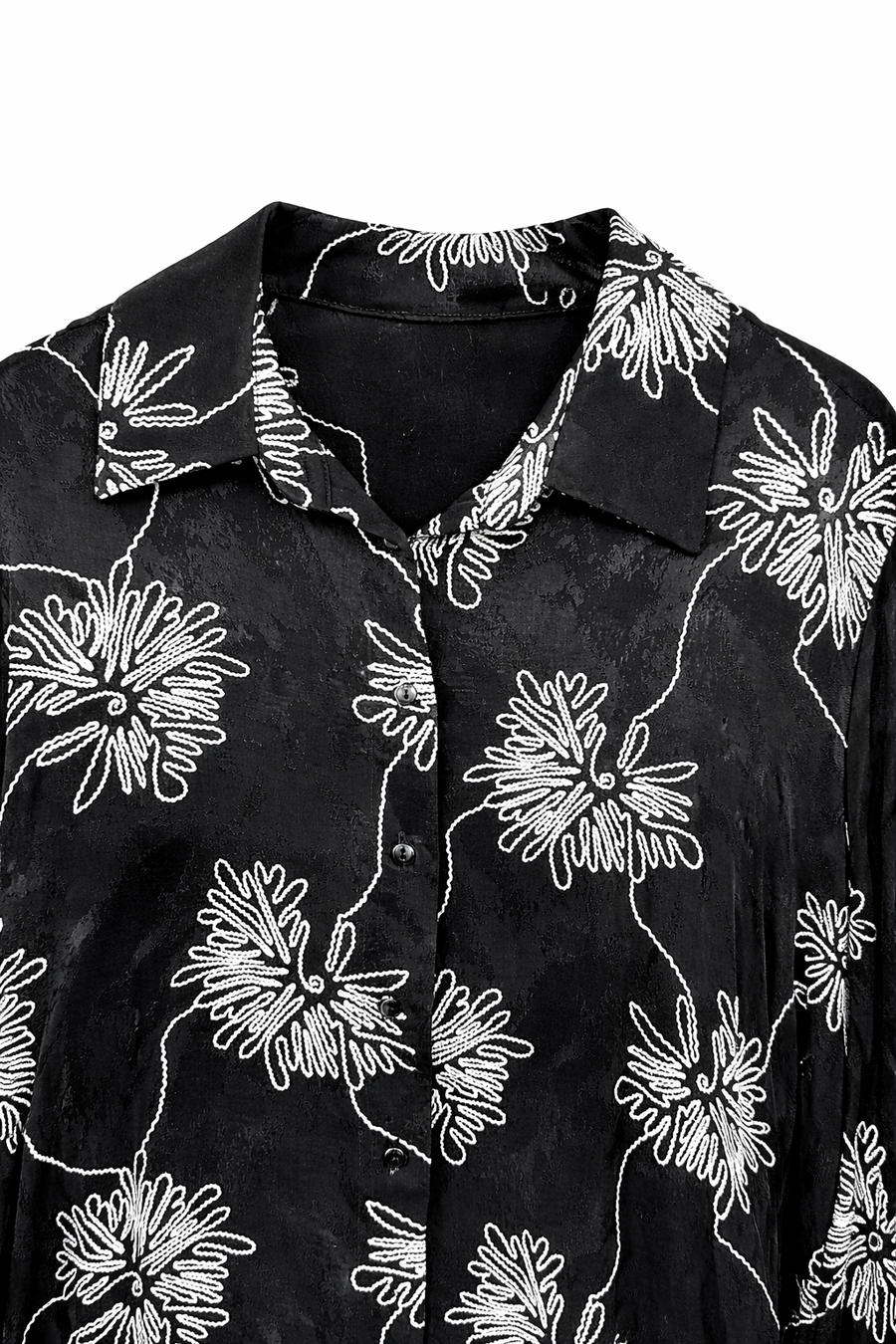 Çiçek Desenli Siyah Jakarlı Elbise