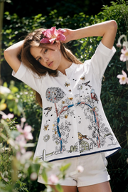 Sakura Garden Nakışlı Gömlek-RS9267